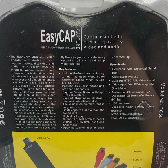 BNIB EASY CAP 4 CHANNEL USB 2.0 DVR CCTV VIDEO  ADAPTER WITH AUDIO - Picture 5 of 5